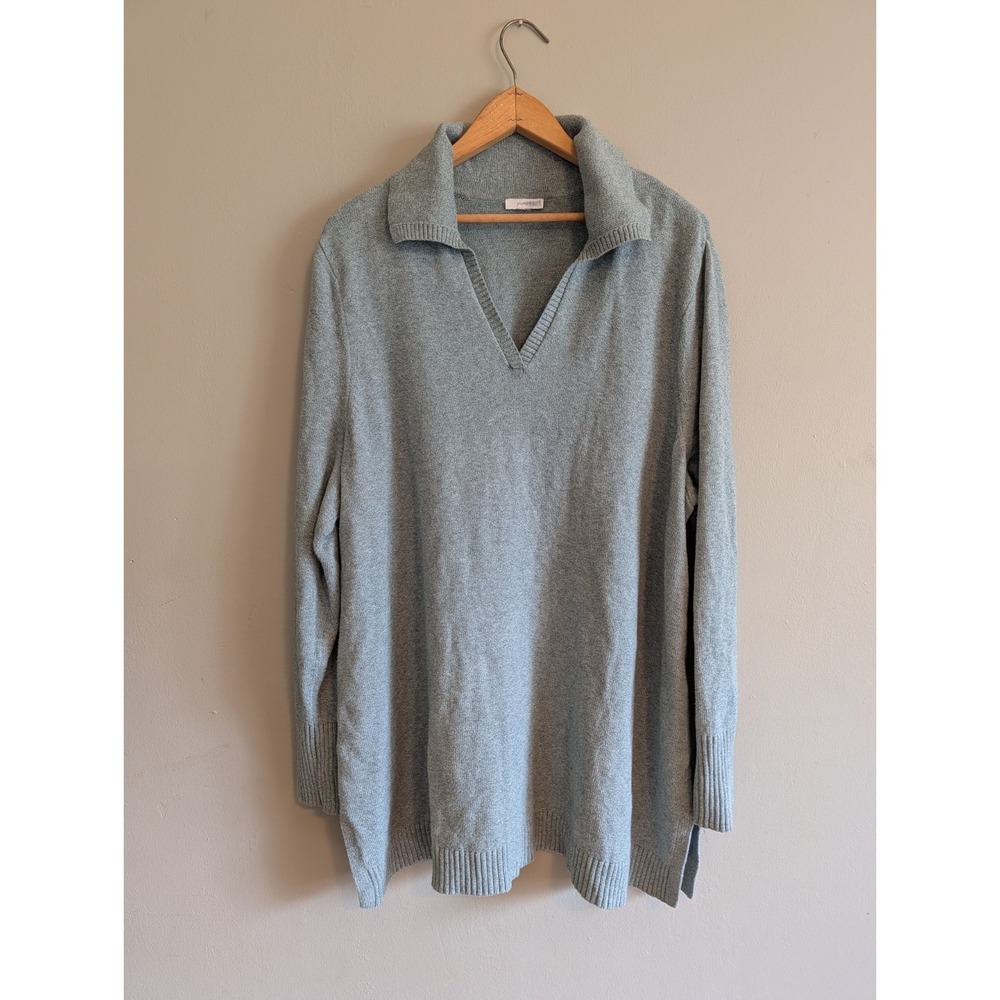 J. Jill Pure Jill Collared Sweater Tunic Mint Green 2XL Lagenlook Spring Soft
